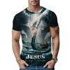 Camiseta Talla Grande para Hombre Camisetas Gráficas de Jesús Camiseta de Cuello Redondo con Estampado de Cruz para Hombre Manga Corta Camiseta de Verano para Hombre Ropa Urbana para Hombre