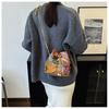 New Women's Sequin Chain Single Shoulder Crossbody Bag Large Capacity Bucket Bag Floral Handbag Handwoven Embroider Shoulder Bag