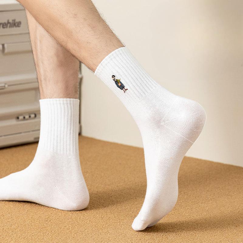 Calzini Lunghi da Uomo per Autunno e Inverno, Calzini da Uomo a Metà Polpaccio per lo Sport, Calzini di Cotone Monocolore, Occhiali da Sole, Calzini Lunghi da Uomo Ricamati al Polpaccio