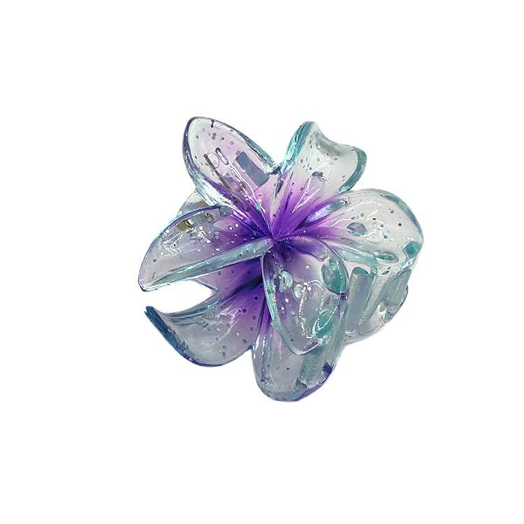 4cm průhledná třpytivá sponka do vlasů ve tvaru vajíčka s květinou - žraločí sponka do vlasů