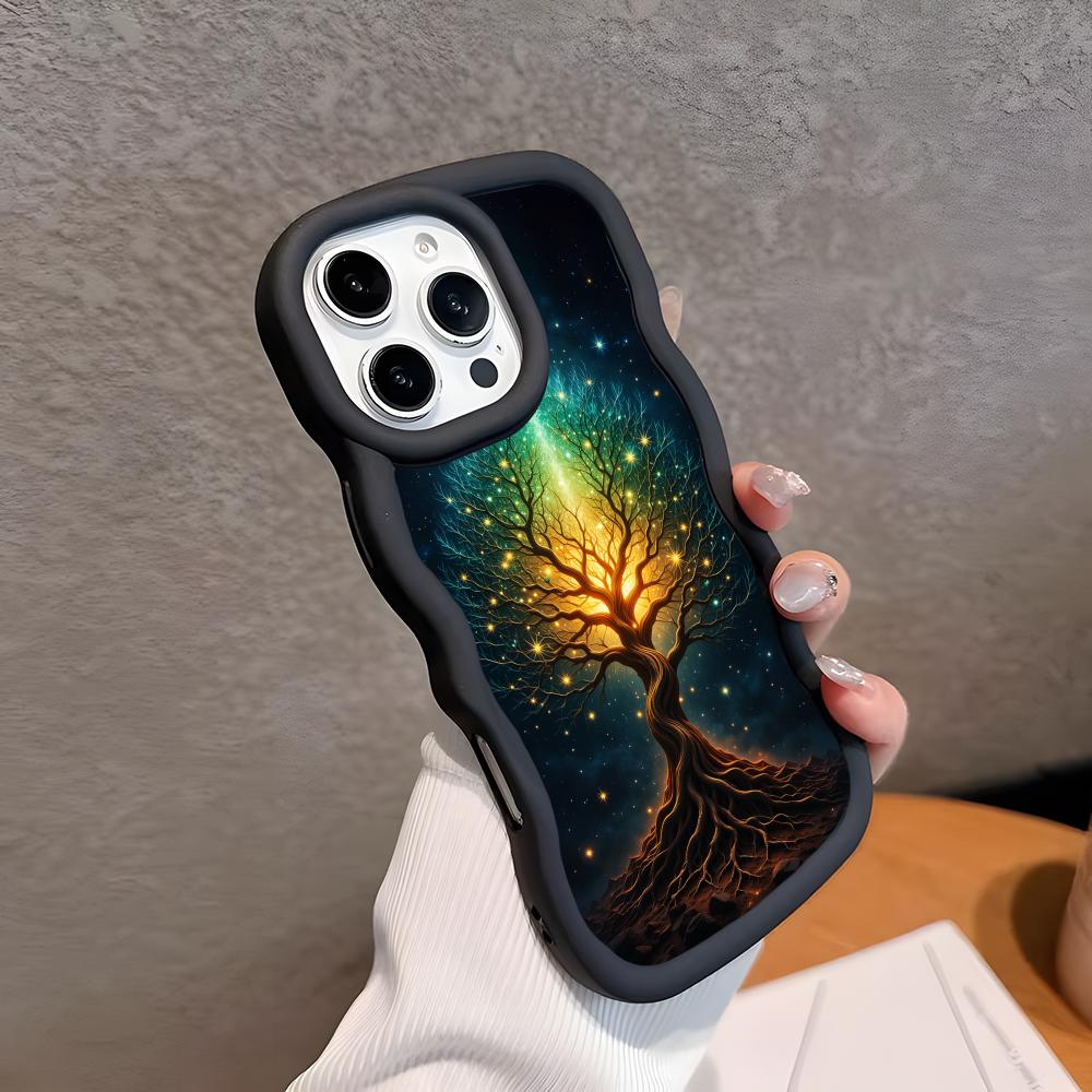 World Life Tree Mobile Phone Case for iPhone 17 16 15 14 13 12 11 Air Pro Max Plus Wavy Edge TPU Colorful Cover Luxury Cover
