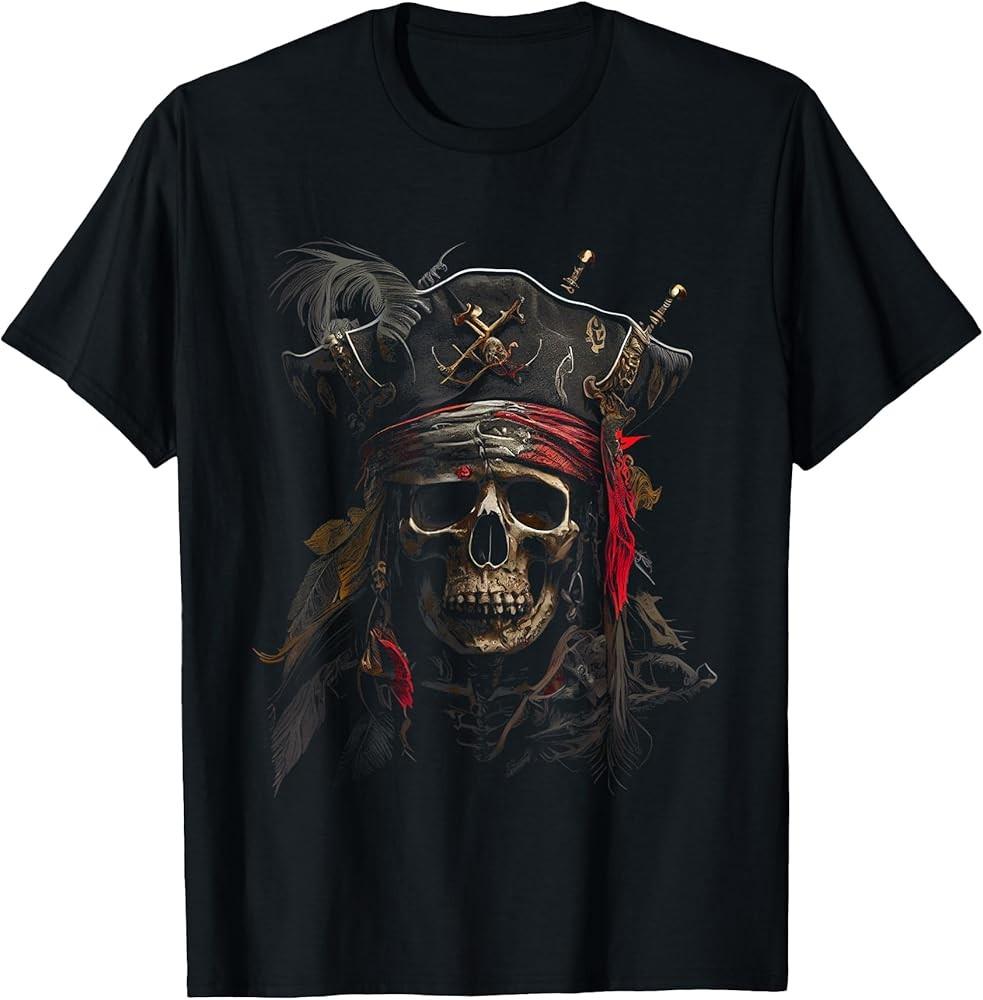 Pirate Skeleton Skull Graphic Tees Men Women Boys Girls T-Shirt S