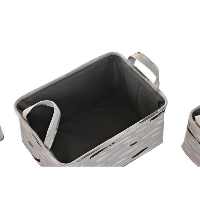 Paniers - Lot de 3 - Marron, Gris, Orange - 40 x 30 x 20 cm - Design moderne