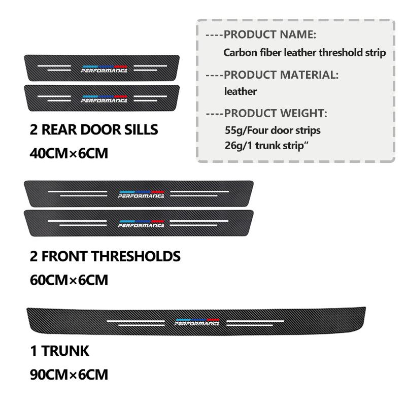 4pcs Car Door Sill Protector Carbon Fiber Threshold Stickers For BMW M E87 E30 E46 E28 E39 F18 F35 G03 F10 E93 F20 AG9