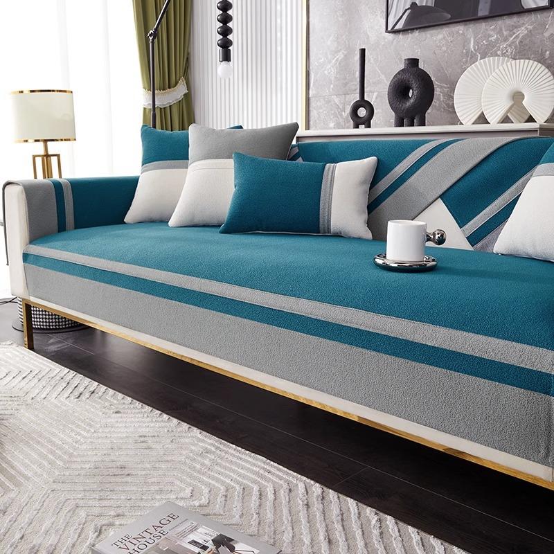 Modern Chenille Sofa Covers Non Slip Sofa Mat Winter Warm Washable Couch Slipcovers for Living Room Wide Brim Soft Sofa Towel