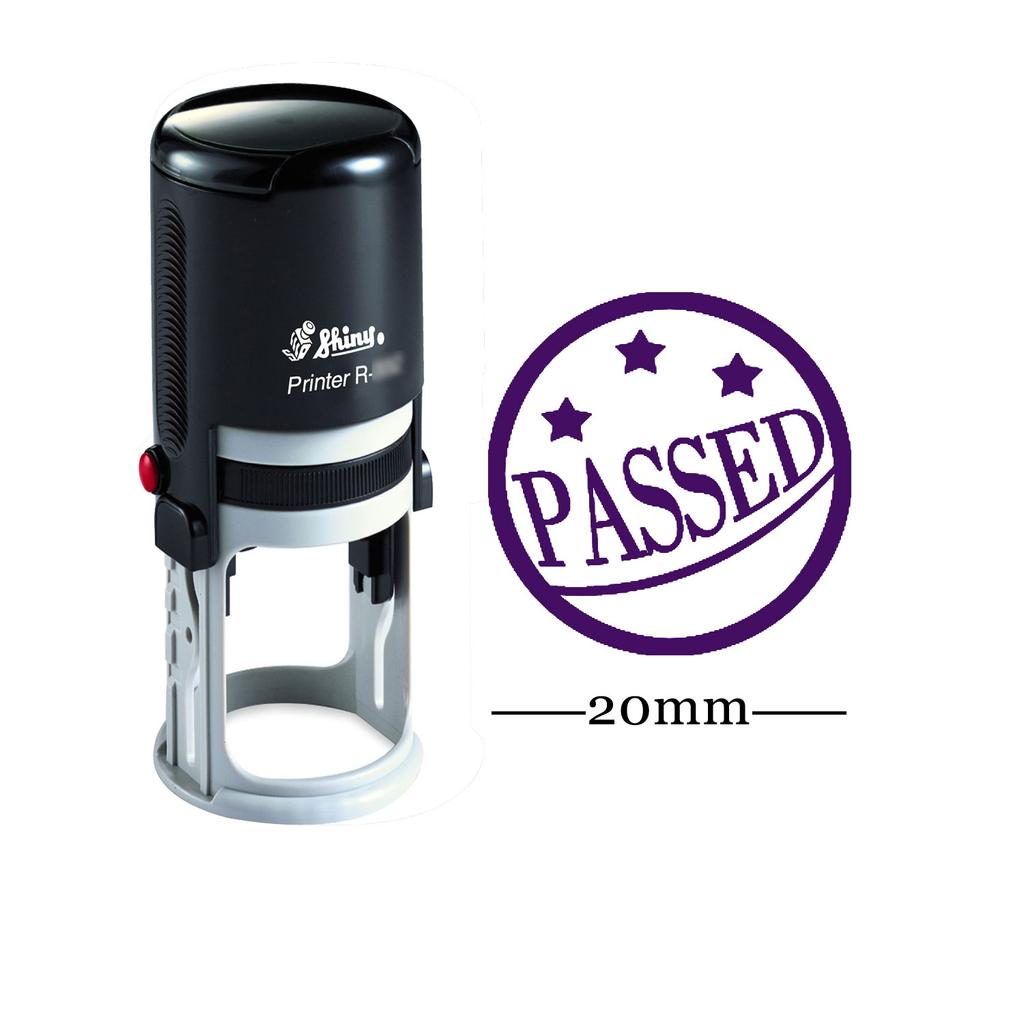 Personalized Teachers Stamps PASSED Round Self Inking 20 mm Rubber Stamp Custom Shiny