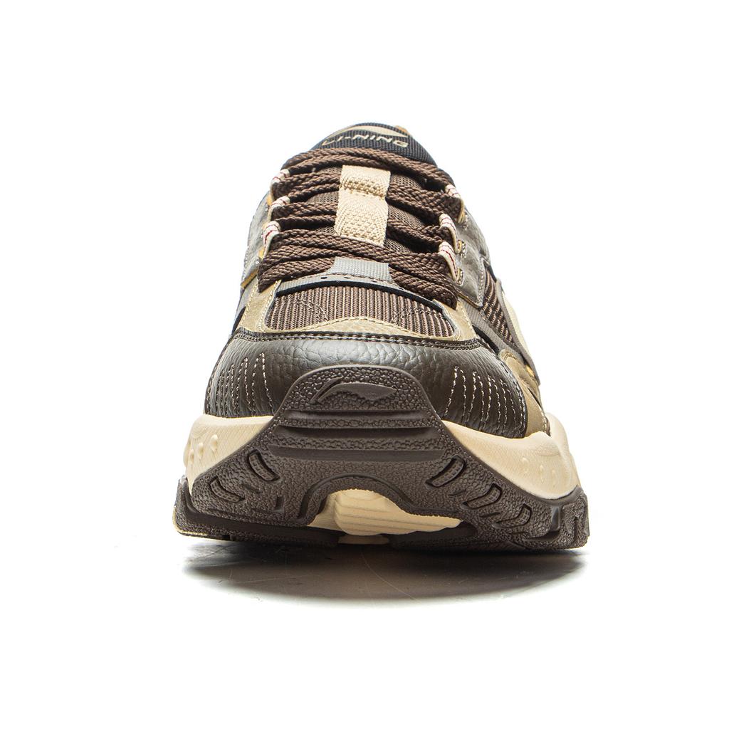 Li Ning Brown Sugar Cushioning Slip Resistant Abrasion Resistant Support Low Top Casual Shoes Men's Khaki AGCV367-4