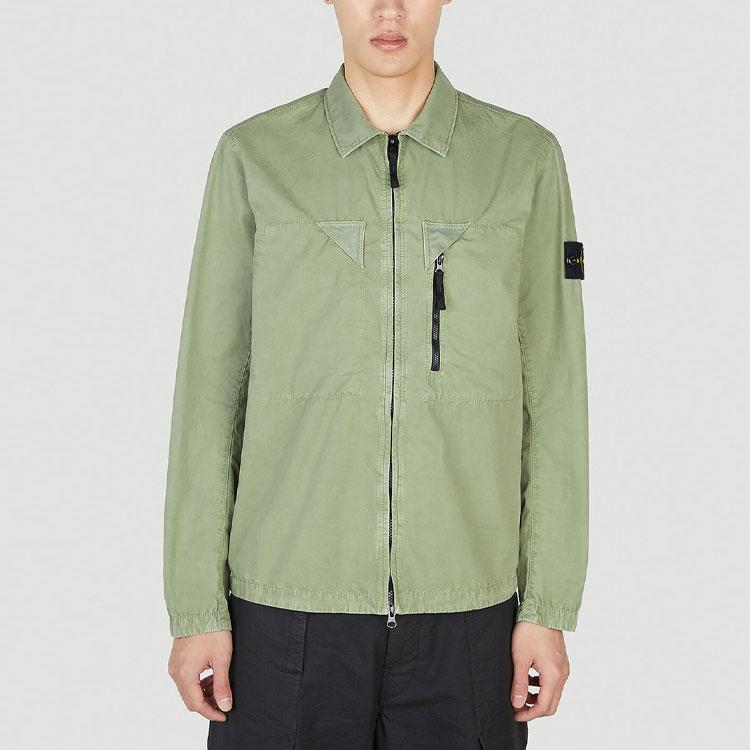 Stone Island Ss23 Nylon Meta Series Lightweight Vintage Horn Washed Single Pocket Side Zipper Jacket Unisex Jacket Green 7815106WN-V0155