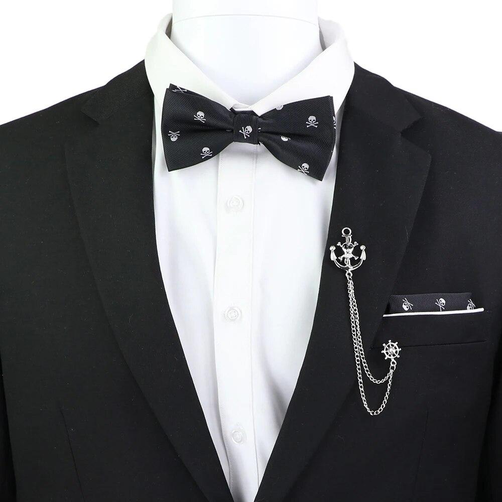 Набір краваток-метеликів, візерунок із зображенням черепа-дракона, чоловіки, платок із метеликами, брошка з китицями, весілля, вечірка на Хелловін,