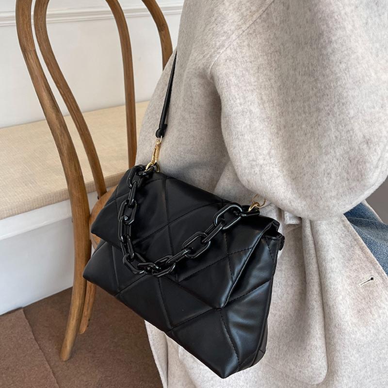 Women Rhombus Shoulder Bag Luxury Chains Design Messenger Handbag Flap Small Square Bag