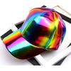 Damen Herren Kunstleder Baseballkappe Glitzer Metallisch Holografisch Regenbogen Reflektierend Hip Hop Verstellbarer Strapback Schirmmütze