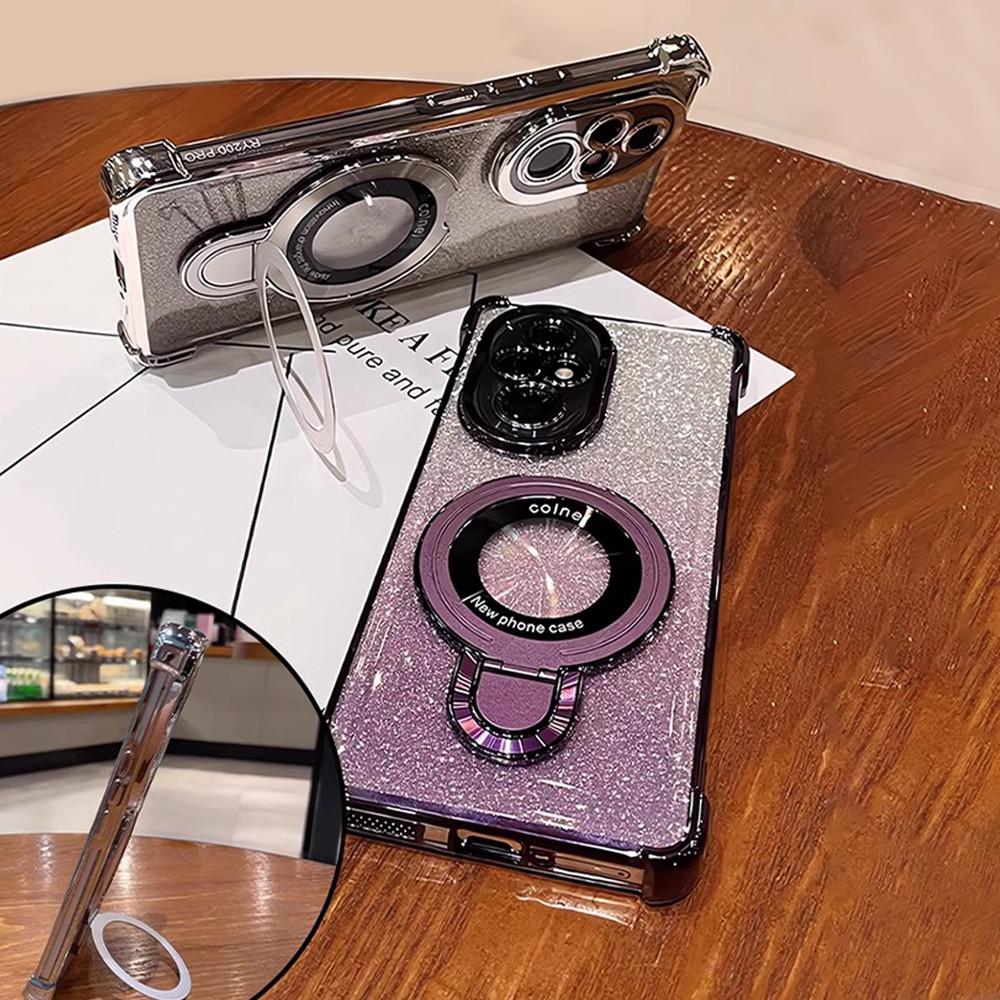 Plating Shockproof Gradient Glitter Case For Huawei Pura 70 P60 P50 P40 P30 Lite Pro Mate 70 60 50 Magnetic Holder Stand Cover