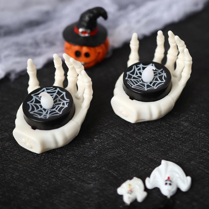 12PCS Skeleton Hand LED Lamp Skeleton Hand Candle Tealight Party Decoration Night Light for Bedroom Window Display
