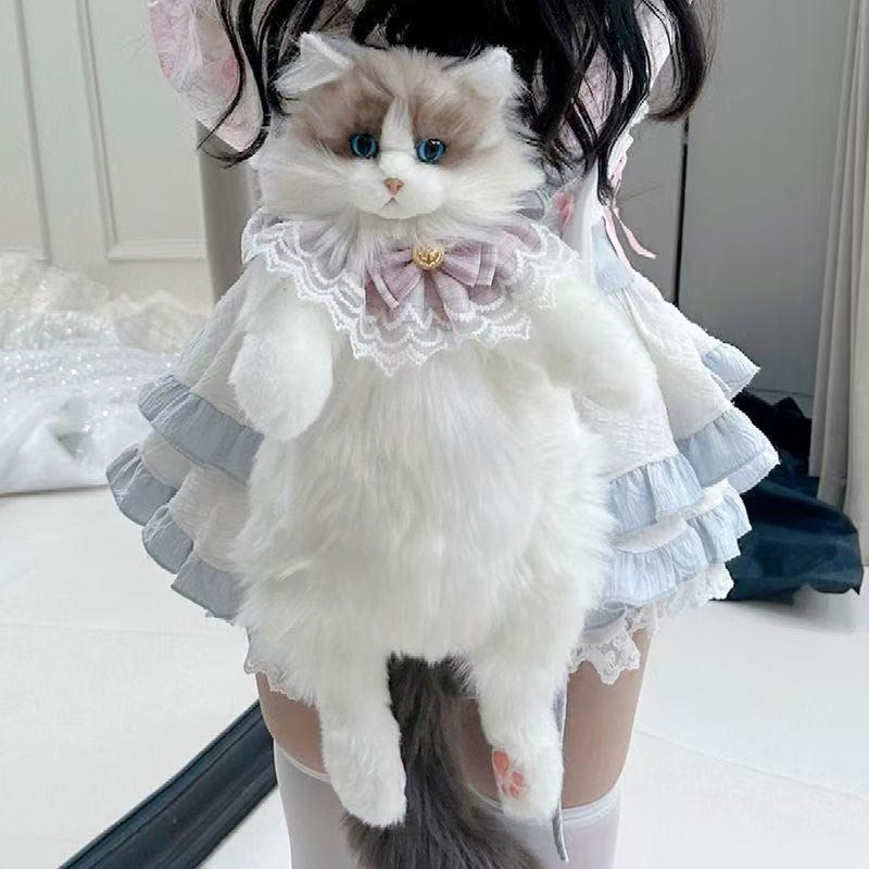 Cute Simulated Cat Designer Backpack Women Kawaii Soft Plush Trendy Backpack Purse For Woman School Bag Gift For Girls
