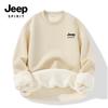 JEEP SPIRIT Men's American Retro Fleece-Lined Crewneck Sweatshirt