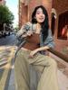 Retro Korean BF Style Women's Plaid Shirt - Loose Fit, Long Sleeve, Spring 2026