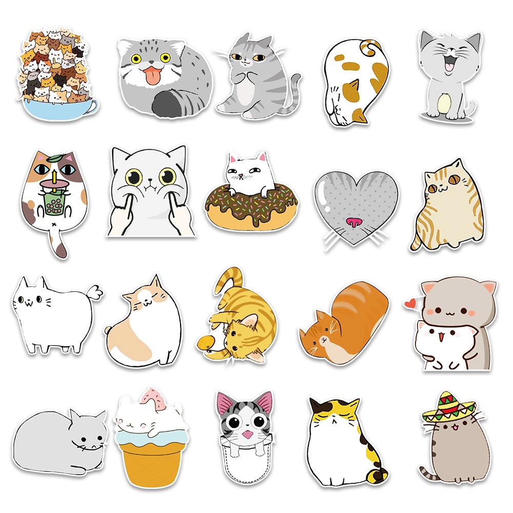 50 Pictures Can Love Cartoon Kitten Stickers Suitcase Car Water Cup Mobile Phone Stickers Waterproof