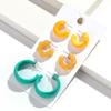 Korean Fashion 3Pair C-Shaped Acrylic Earrings for Women Retro Colorful Resin Circle Ear Hoops Boho Jewelry Set Birthday Gifts