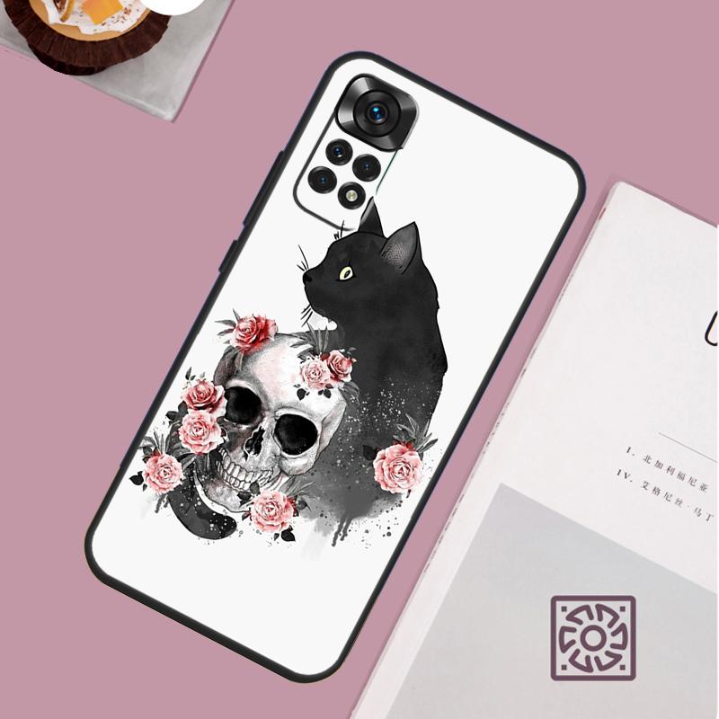 

Black Cat Skull Goth Witch Case For Xiaomi Redmi Note 14 Pro 13 12 11 10 15 Pro Plus Redmi 15C 15 14C 13C 10C 12C Cover Redmi Note 9 Pro