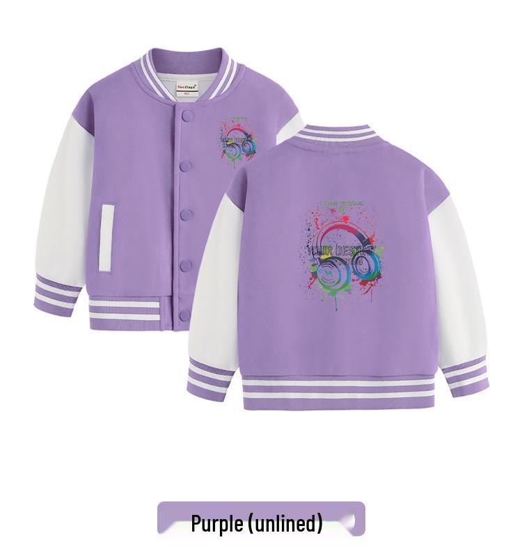 Boys' 2026 Autumn/Winter Fleece Baseball Jacket - Versatile Trendy Top for Big Kids