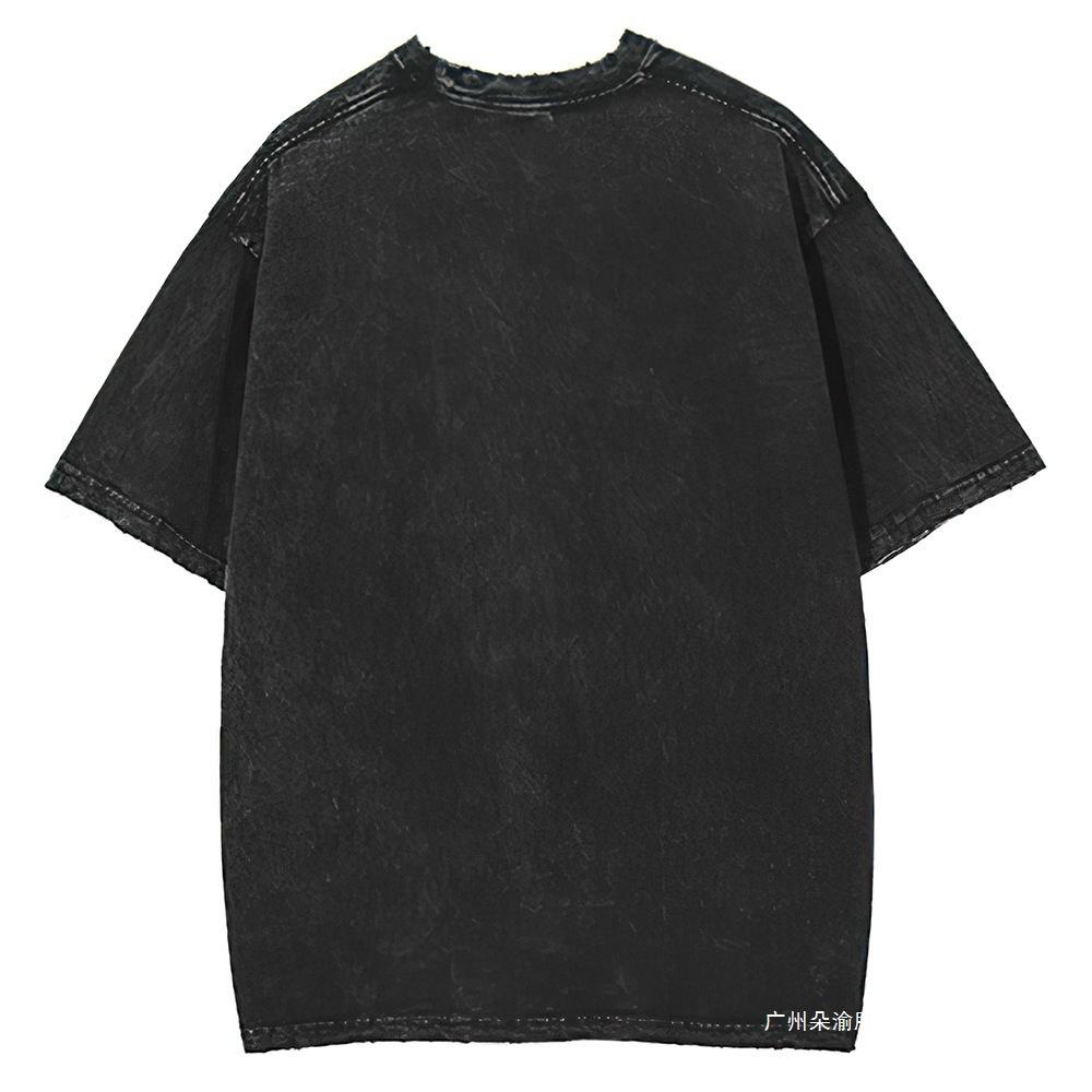 Maddie Basketball Print T-Shirt Heavy Washed Cotton Edged Retro Short Sleeves