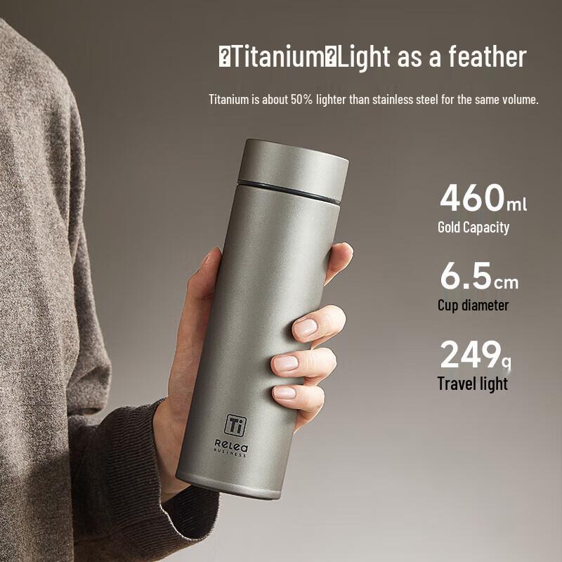 Pure Titanium Insulated Water Bottle with Tea Infuser and Temperature Display