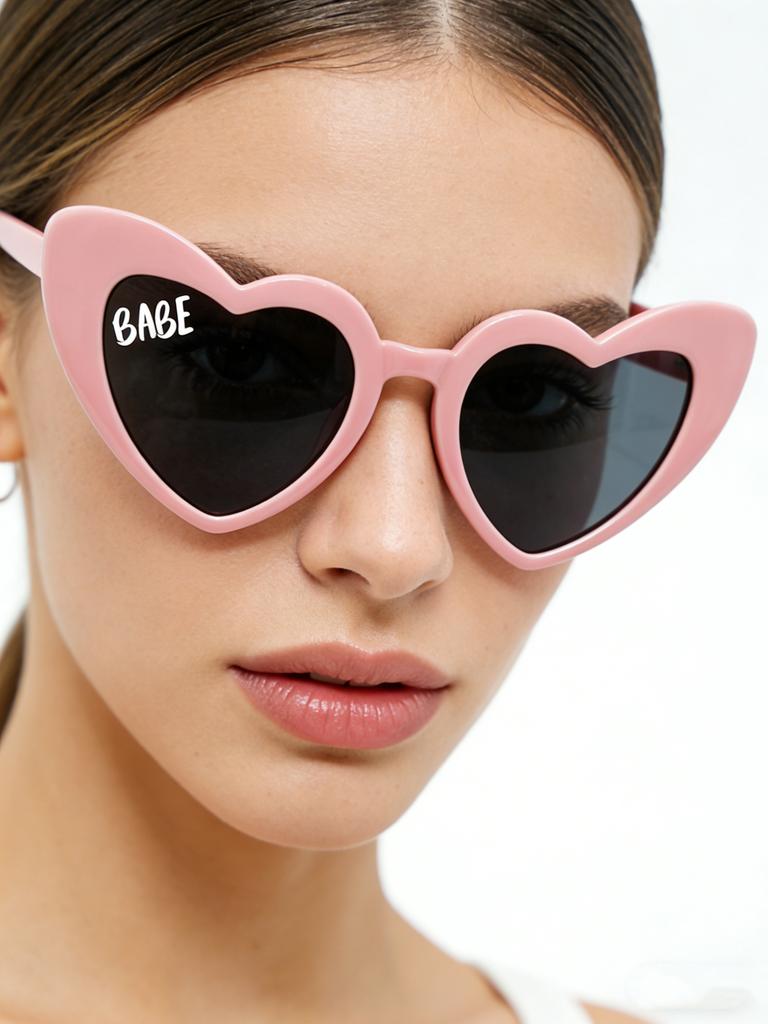 Heart Shaped Babe Sunglasses Black Pink Frame Novelty Eyewear For Hen Party And Photo Booth Props KJ192
