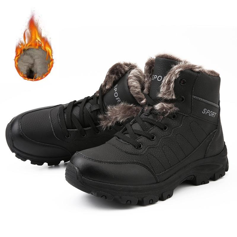 

Мужские зимние ботинки, повседневные зимние ботинки на платформе, нескользящие, теплые меховые ботильоны, плюшевые ботинки в стиле милитари для улицы, для пеших прогулок, мотоциклетные ботинки 45 чёрный