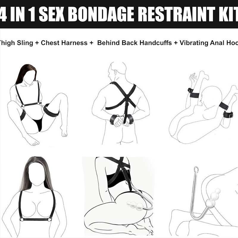 SM Adult Sex Toy Backhand Binding Apertural Plug Anal Hook Bondage Toys Bdsm Kit Slave Bondage Handcuff Couple Bundle Game 18+