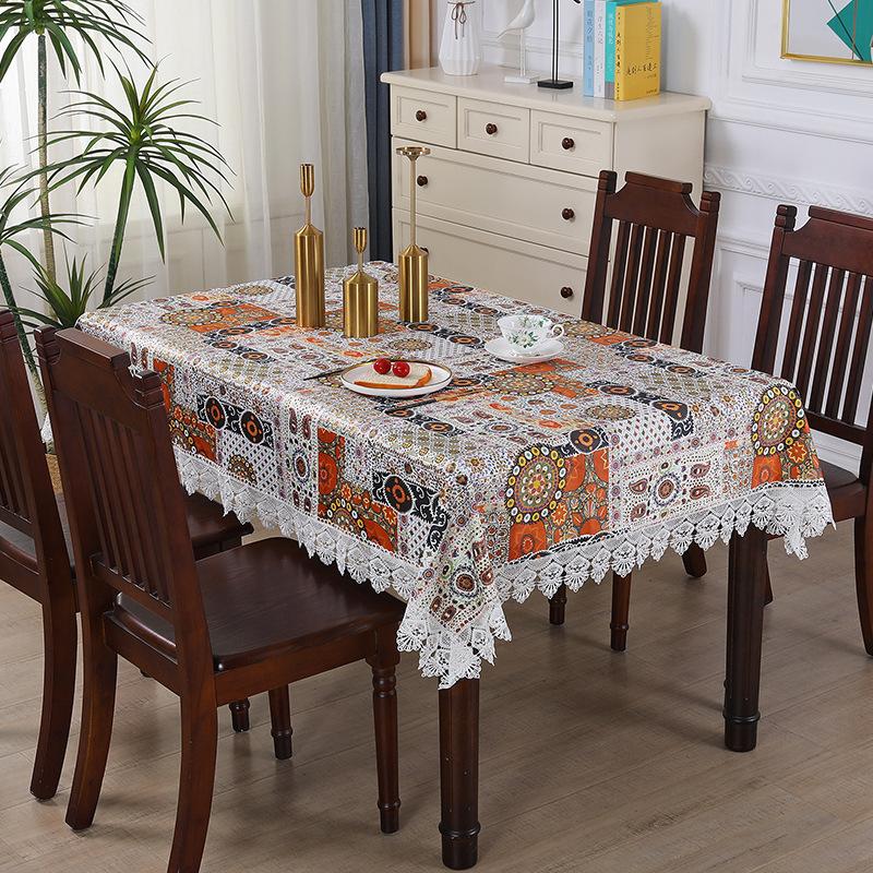 Univerzální ubrus nového stylu pro rodinné hotely Jídelní stůl Podložka pod konferenční stolek Jednoduchý a personalizovaný ubrus s krajkovým okrajem