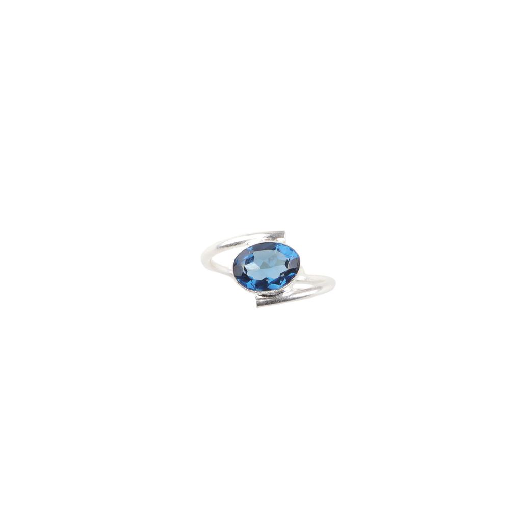 London Blue Topaz Gemstone 925 Sterling Silver Jewelry Handmade Engagement Ring RR-31-8