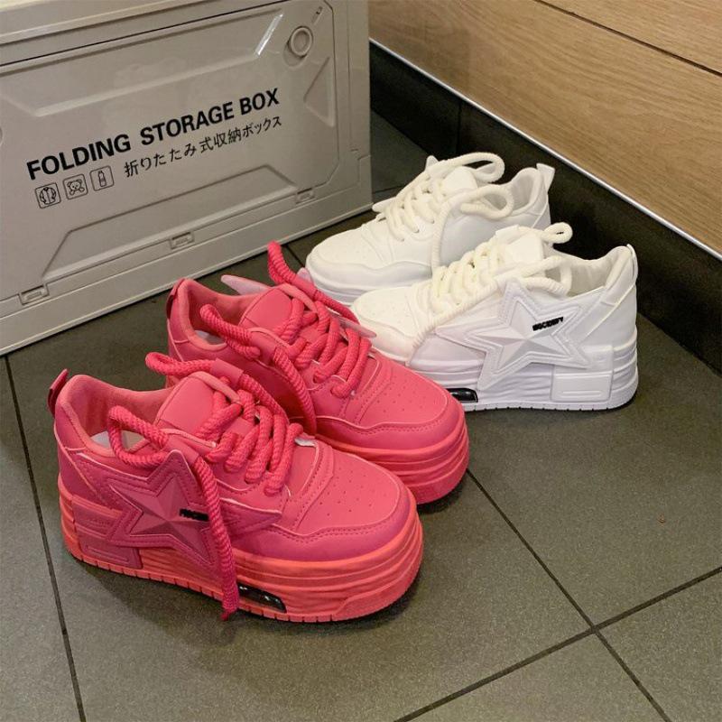 

2024 Autumn/Winter Girl s White Height-Increasing Sneakers: Comfortable, Thick Sole, Ideal for Students 39 білий