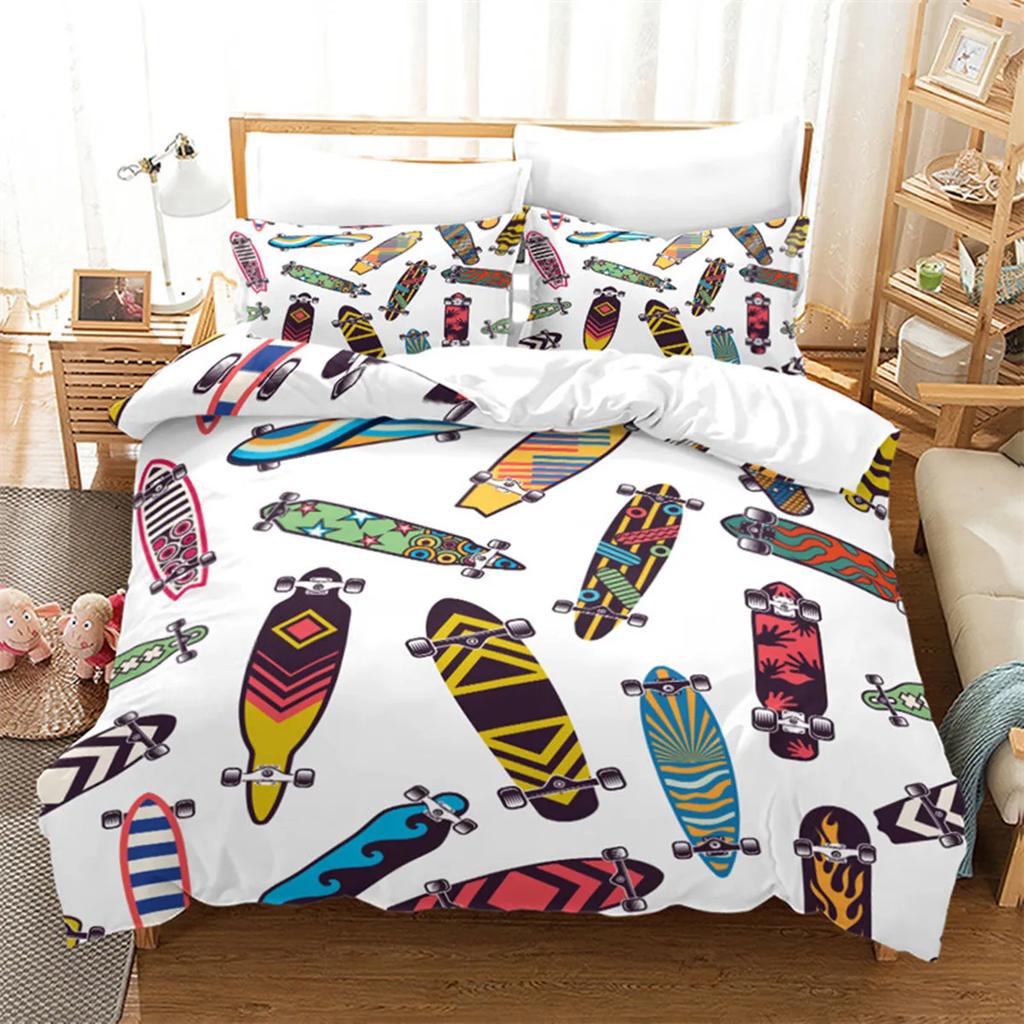 Extreme Sports Game Skateboard Soft Duvet Cover Spaceman Comfortable Quilt Cover Carton Skateboard for Children Ten Boy for Bedrom Decoration