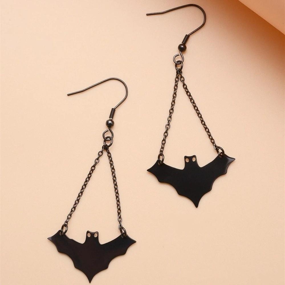 Dark Style Gothic Choker Red Rhinestone Heart Bat Earrings Halloween Necklace Holiday Gift