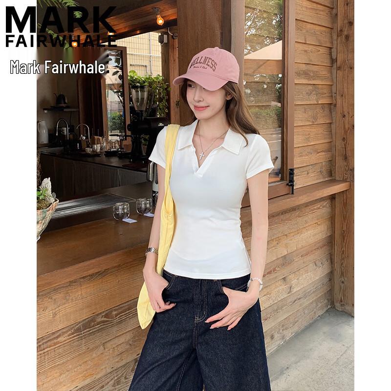 MARK FAIRWHALE Women s Slim Fit Polo T-Shirt S белый
