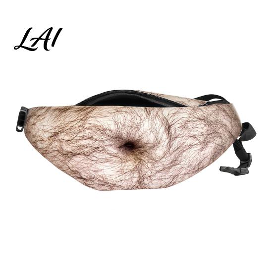 White Elephant Gift Ideas Beer Belly Fanny Pack Funny Hairy Waist Bag Realistic 3D Big Theme Party Bag Belly Dad Bod Gag for Men Husband