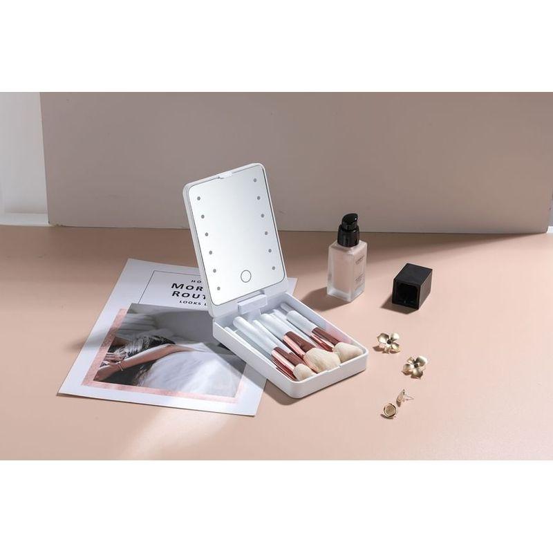 Sweetpourin - Set of 15: USB Rechargeable LED Makeup Mirror + Makeup Brush