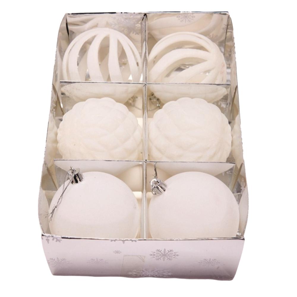 6Pcs/Box 8CM Velvet Christmas Hanging Balls DIY Plastic Christmas Tree Ornament Christmas Flocked Ball Set Holiday Celebration