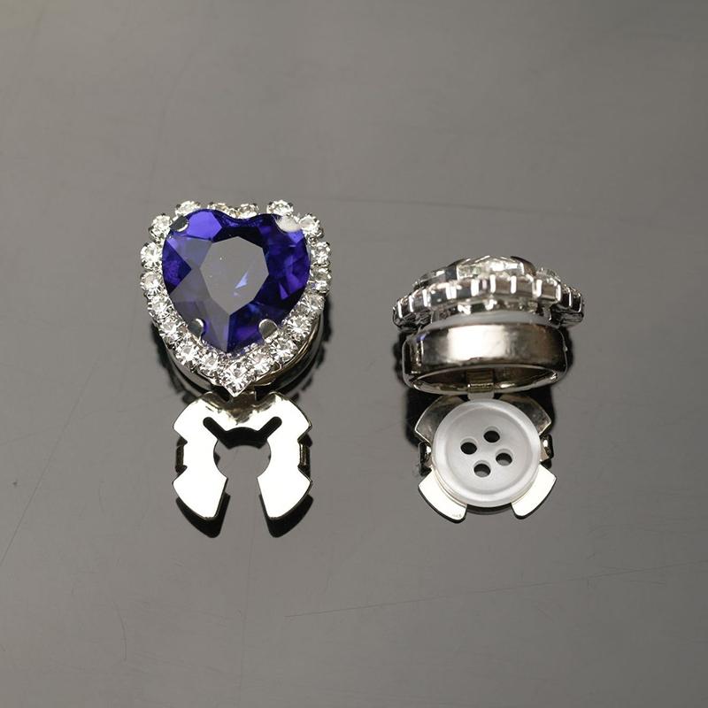 

Women Heart Rhinestone Butter Cover Cufflinks Fashion Design Clothing Decoration Accessories DIY Rhinestone Luxurious 40x35mm синій