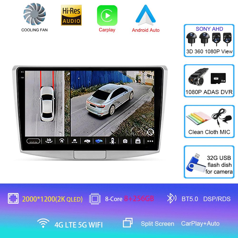 Radio auto Android 14 Carplay pentru Volkswagen VW Passat B6 B7 B8 CC 2007-2021, navigație GPS, player multimedia, WiFi + 4G stereo, BT