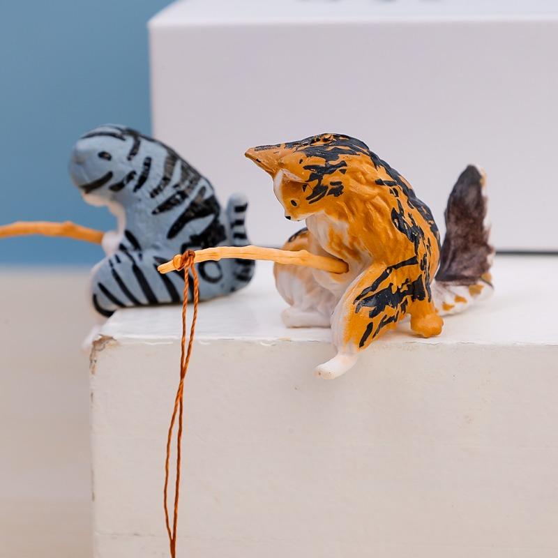 Ornamente Pisică Pescuit Ornamente Auto Consola Centrală Bord Auto Oglindă Retrovizoare Decor Ornament Rășină Accesorii Decor Interior Auto