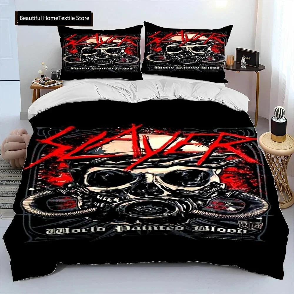 Slayer Heavy Metal Band Music Comforter Bedding SetDuvet Cover Bed Set Quilt Cover PillowcaseKing Queen Size Bedding Set Gift