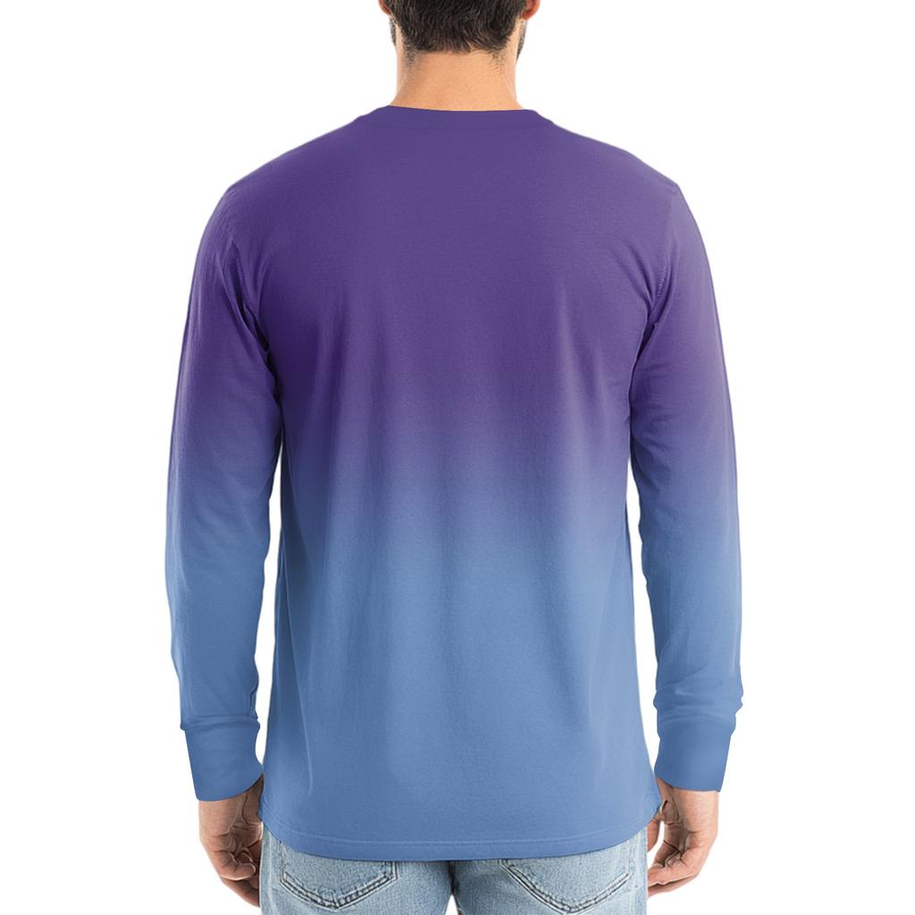 Men's V-neck Casual Fashion Printed Long-sleeved T-shirt Top