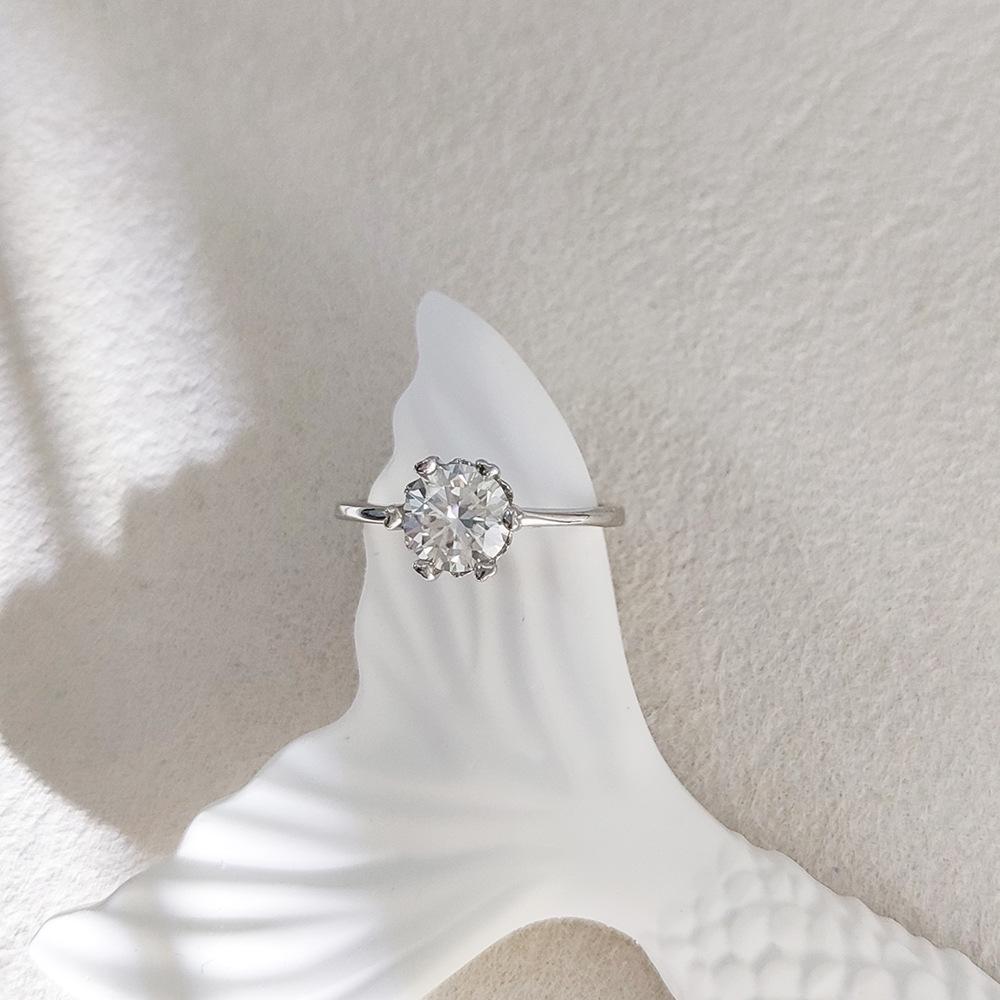 Classic Six-Prong Snowflake Moissanite Ring, 1 Carat Simulated Diamond, 925 Sterling Silver