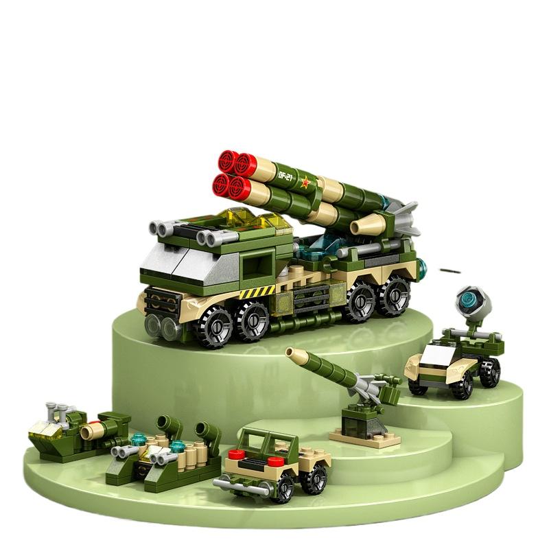 NEW DIY 6in1 Aircraft Carrier Helicopter Mortar Missile Armored Vehicle Building Blocks Kit Girls Bricks Movie Model Kids Toy
