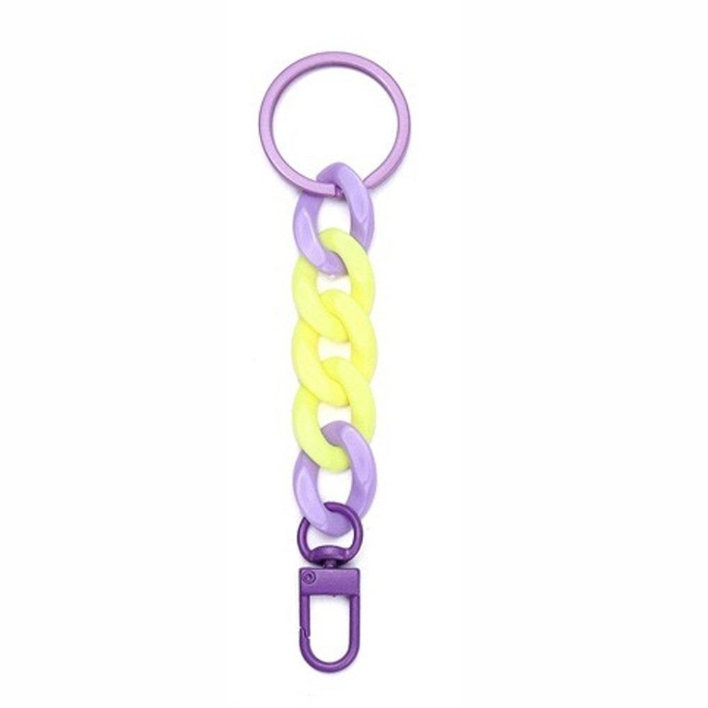 Matte Acrylic Chunky Chain Keychain Macaroon Color Keyring Bag Charm For Women