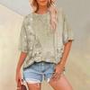 Floral Printed Womens Casual T Shirt Loose Short Sleeve Round Neck Fashion Top