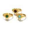 Classic Stainless Steel Sun Flowers Inlay Stone Rings for Women Men Vintage No Fading Opening Rings Banquet Jewelry Accessories