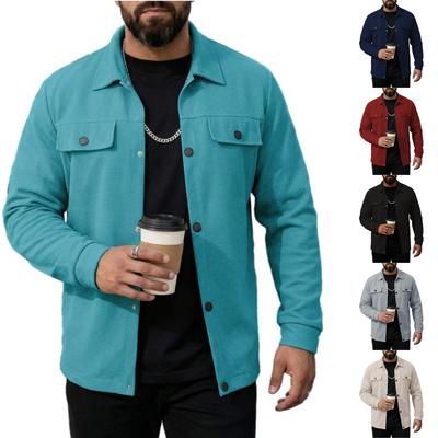 Stilvolle Herren Freizeitjacke, Farbe, Fake-Taschen, Geknöpfter Kragen