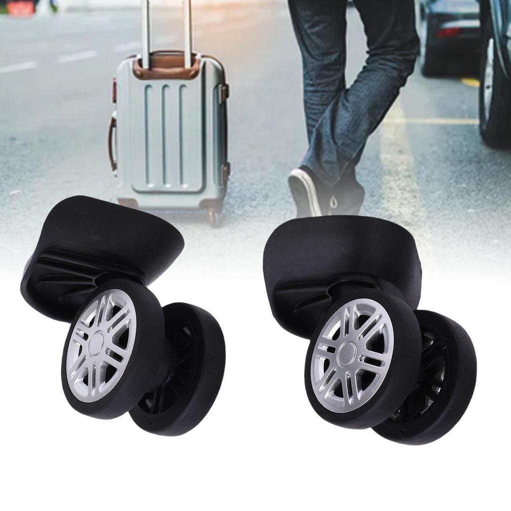 2pcs Luggage Suitcase Wheels Black Universal Rotation Quiet Double Row Casters for Spare Parts